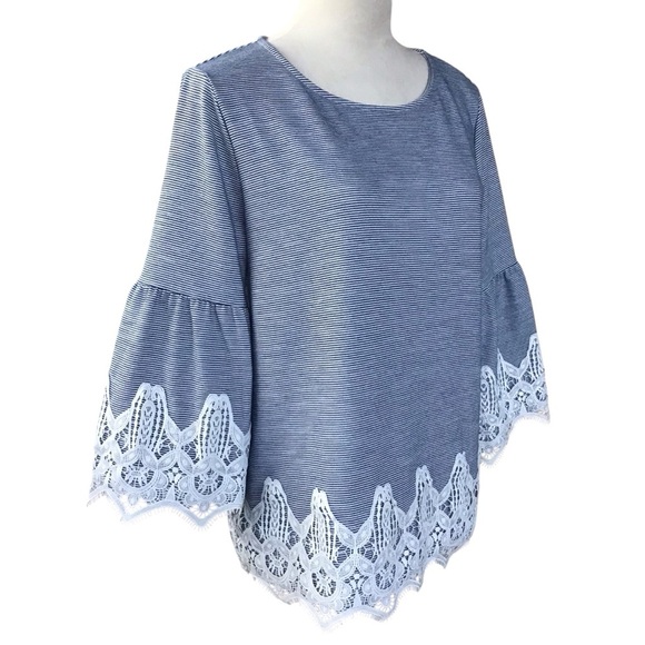 Chico’s French Striped Lace-Detail Top - Picture 7 of 10